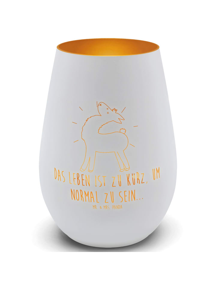 Kerzenständer Lama Stolz mit Spruch in Weiß