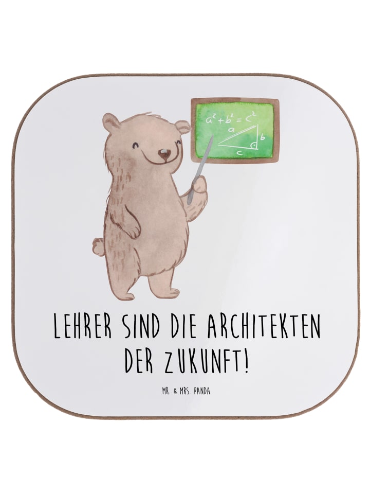 Untersetzer Lehrer Zukunftsarchitekten mit Spruch in Weiß