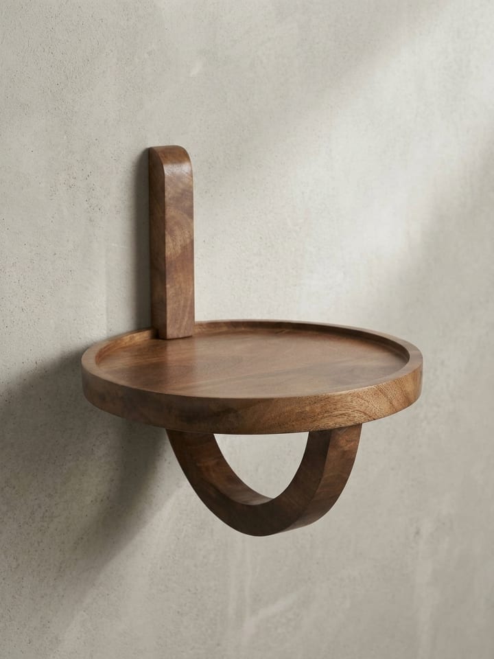 Wandregal 30x33x30 cm Massivholz Hängeregal Rund Modern, Design