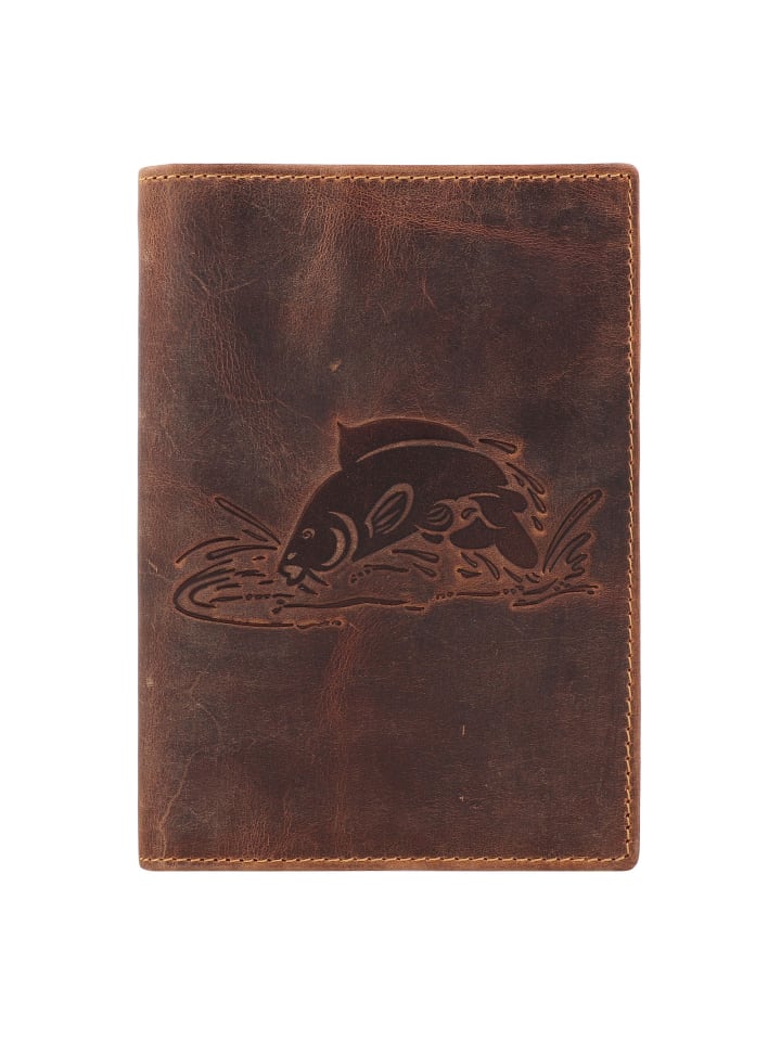Vintage Dokumenten Etui Leder 12 cm karpfen