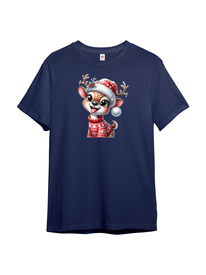 Kinder T-Shirt, freches Rentier in Navi-Blau