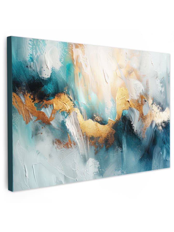 Leinwand Bilder Abstrakte Kunst gold blau