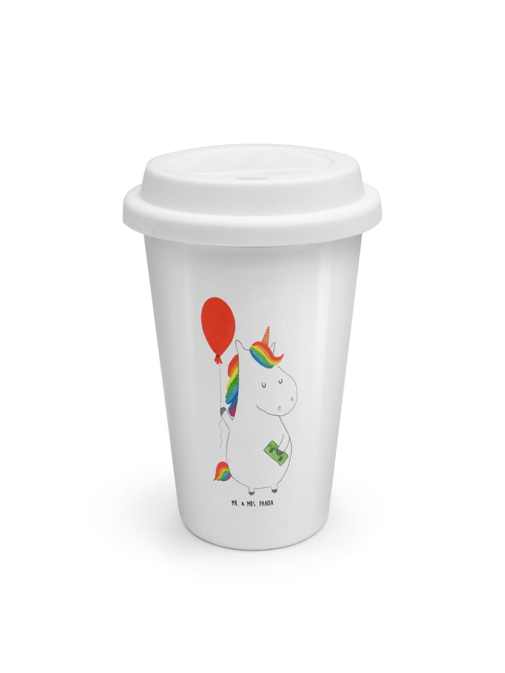 Kaffeebecher Einhorn Luftballon ohne Spruch in Weiß