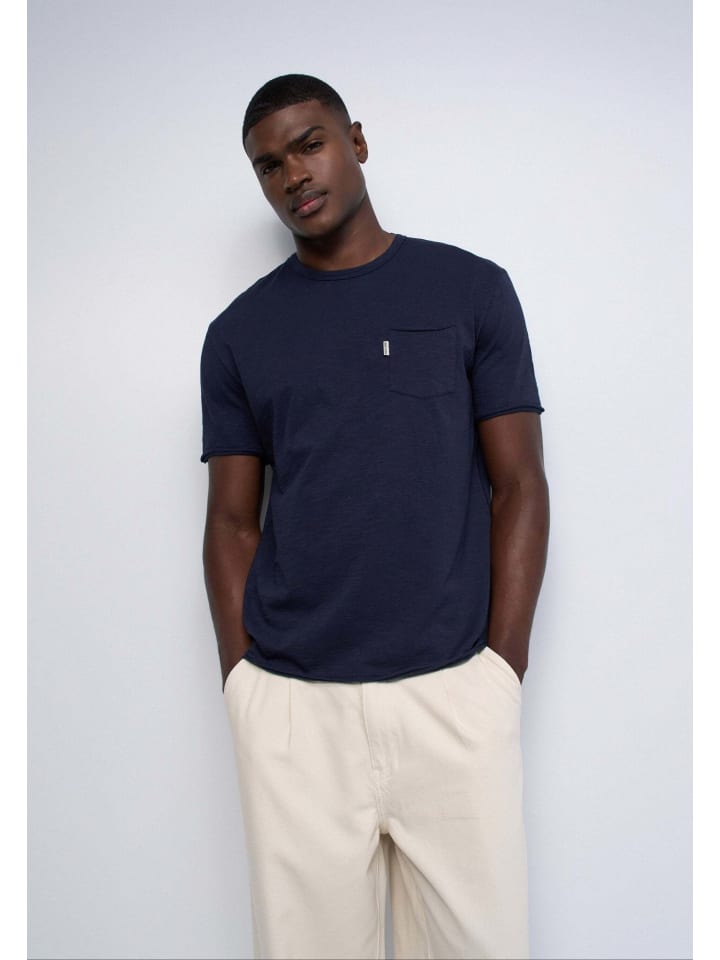 T-Shirt Slub Jersey Raw Edge in Dark Blue