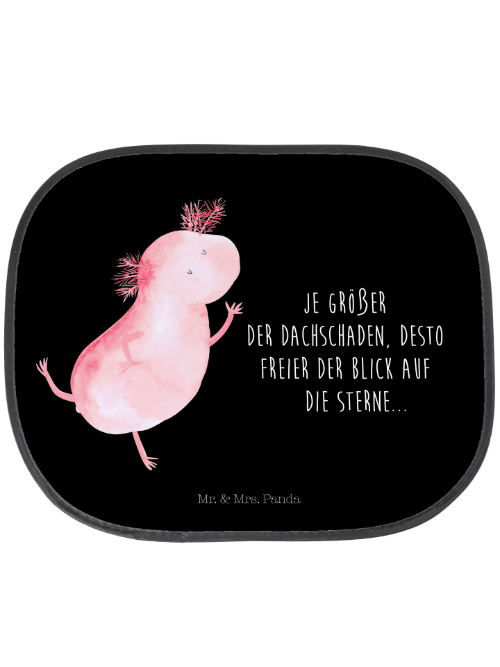 Auto Sonnenblende Axolotl Tanzen mit Spruch in Schwarz