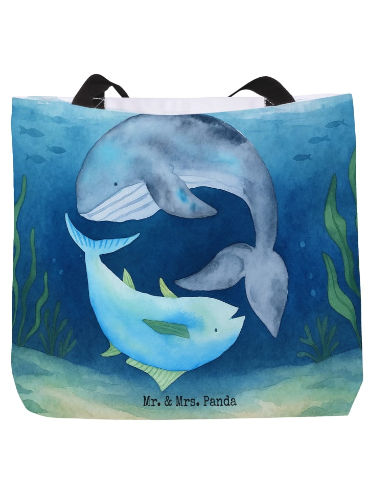 Tote Bag Walfisch Thunfisch Design ohne Spruch in Weiß