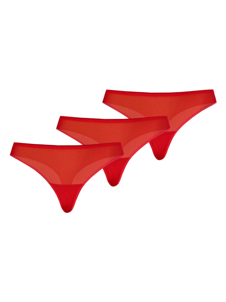3er Pack: Mesh Tanga Nikola in rot