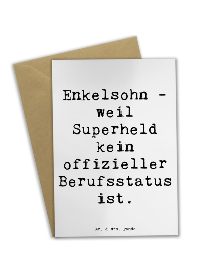 Grußkarte Enkelsohn Held mit Spruch in Weiß