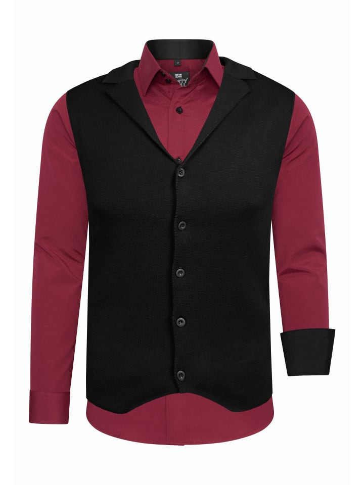 Hemd mit Weste in Bordo
