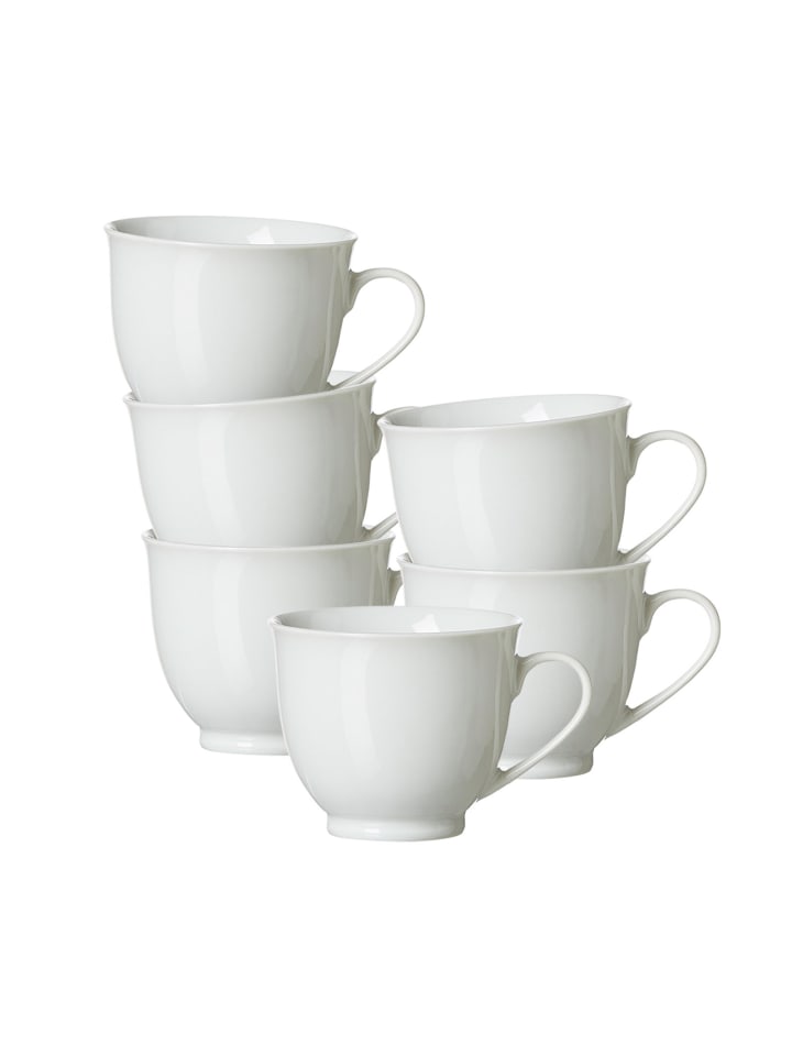 6er Set Kaffeetassen Bianco Rondo in Weiß 180 ml