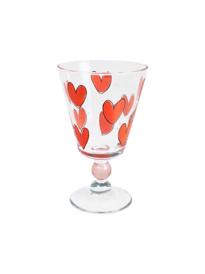 Weinglas Rote Herzen in Rot - 400 ml