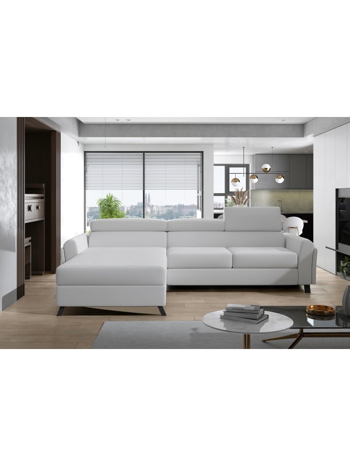 Mariam Recamiere Links in Weiß - (L) 200 x (B) 288 x (H) 92 cm