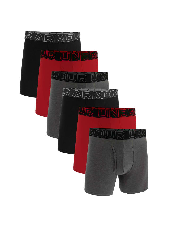 Boxershort 6er Pack in Schwarz/Grau/Rot