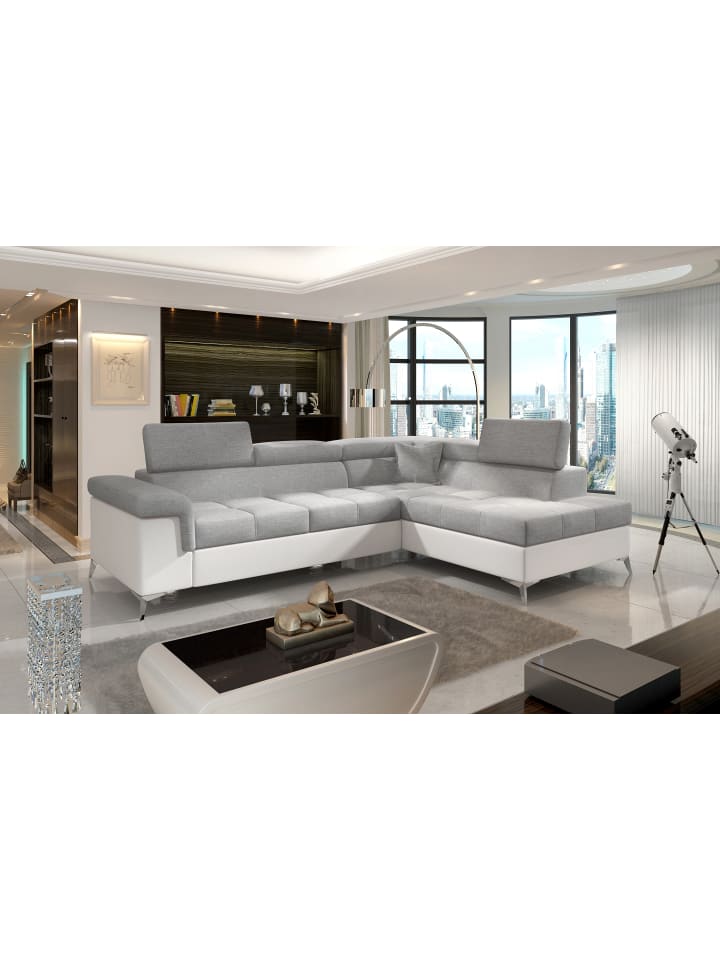 Eduardo Recamiere Rechts in Grau - (L) 202 x (B) 275 x (H) 88 cm