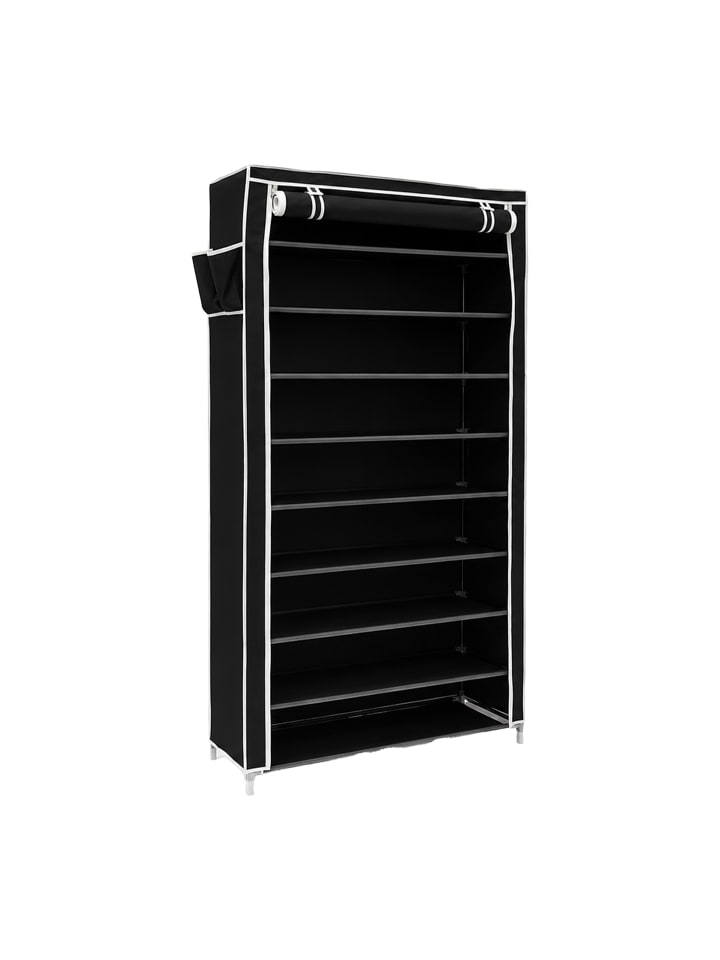 3x Stoff-Schuhschrank in Schwarz - (B)88 x (H)161 x (T)30 cm