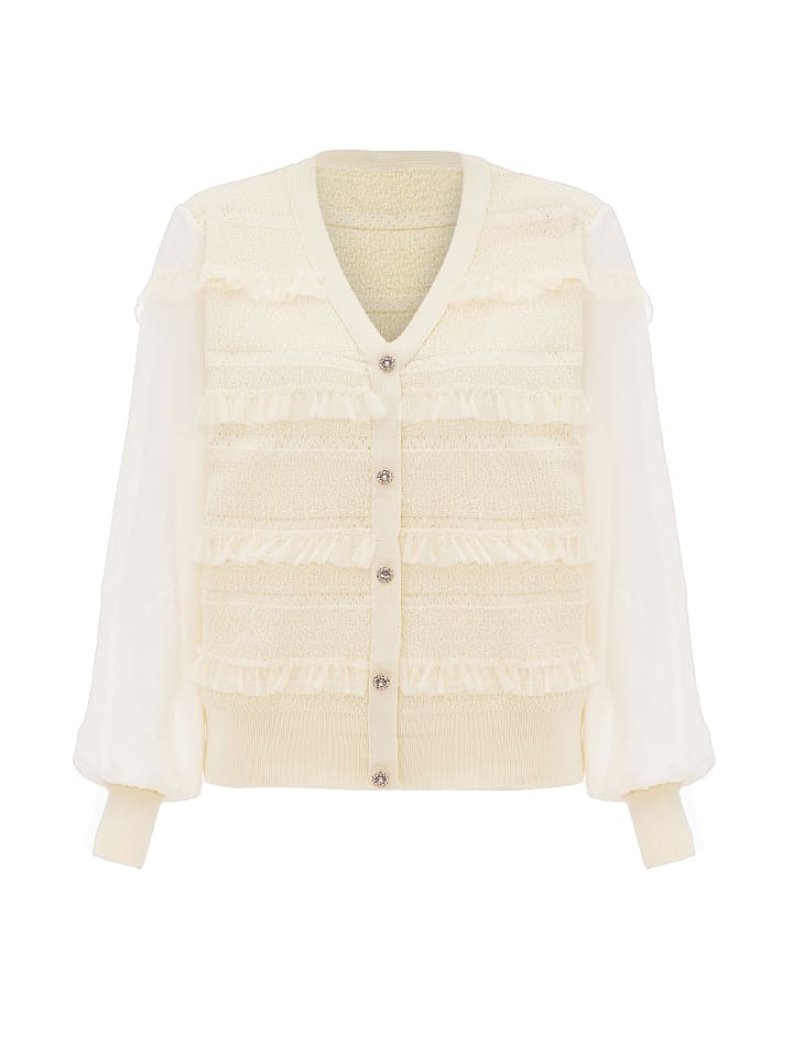 Damen Strickjacke in Wollweiss