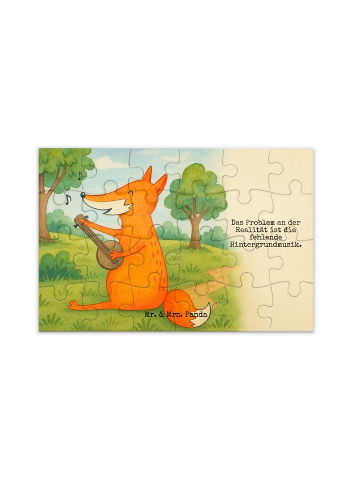 Puzzle Fuchs Gitarre Design mit Spruch in Weiß