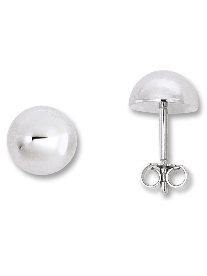 Halb kugel mit Boden Ohrringe Ohrstecker aus 925 Silber in silber