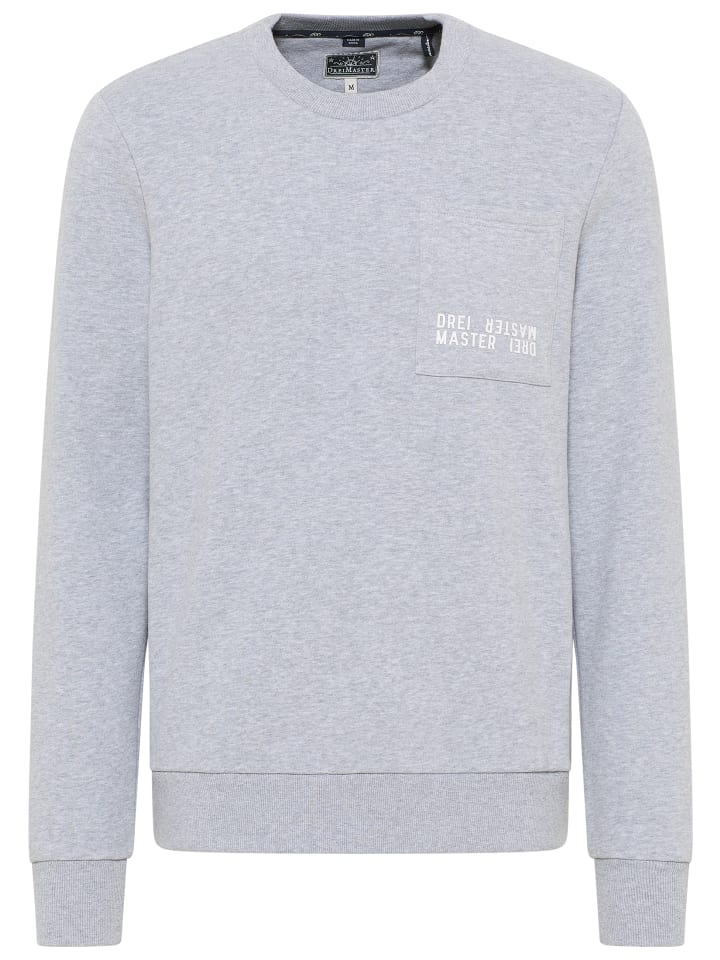 Herren Sweatshirt Mit Rundhals in Hellgrau Melange