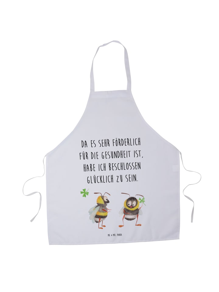 Grillschürze Hummeln Kleeblatt mit Spruch in Weiß