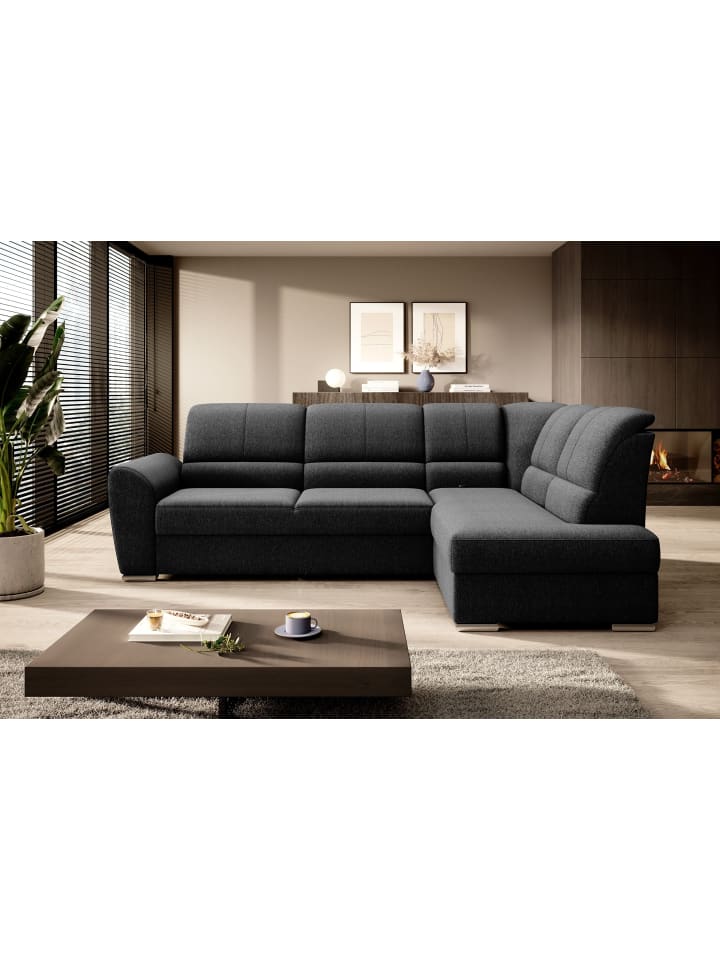 Silver Recamiere Rechts in Schwarz - (L) 270 x (B) 270 x (H) 93 cm