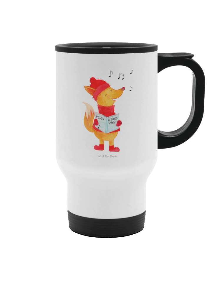 To-Go-Becher Fuchs Sänger ohne Spruch in Weiß