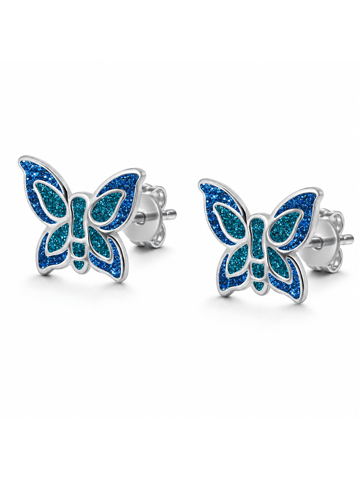 Silber Ohrringe 925 Schmetterling 0,7 cm x 0,8 cm