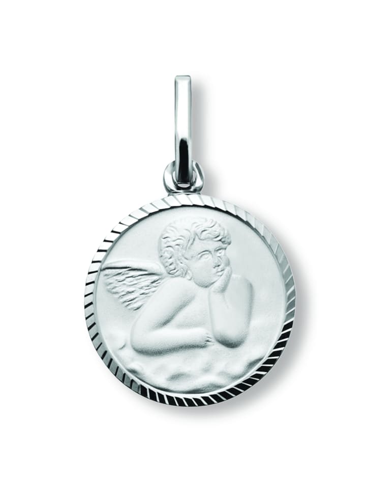 Schutzengel Anhänger aus 925 Silber Ø 12,5 mm in silber