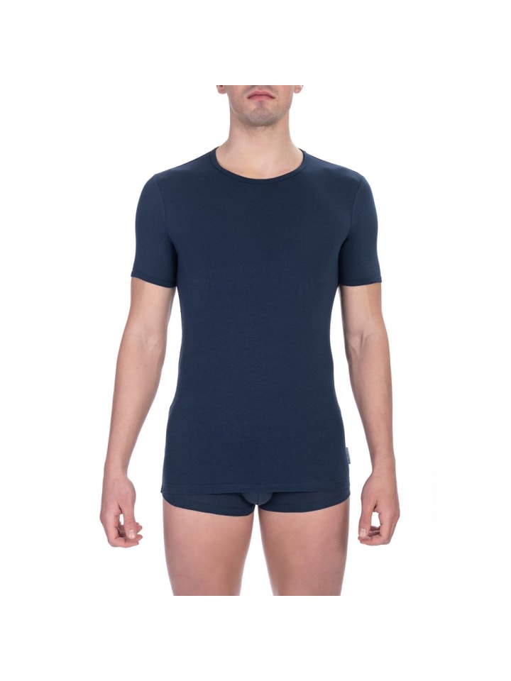 Blau Baumwolle Herren T-Shirt