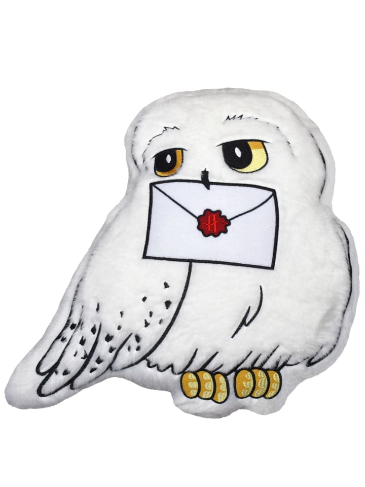 Harry Potter Kissen Hedwig Brief Plüsch Eule Dekokissen 40 x 40 cm in weiß