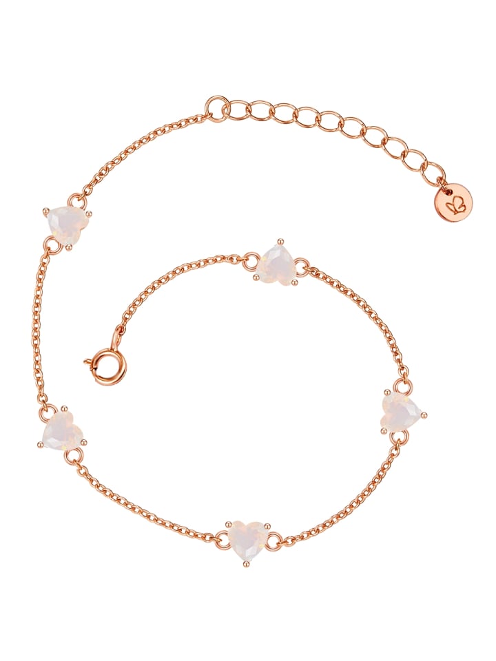 Armband Herz aus Sterling Silber mit Mondstein (synth.) in roségold