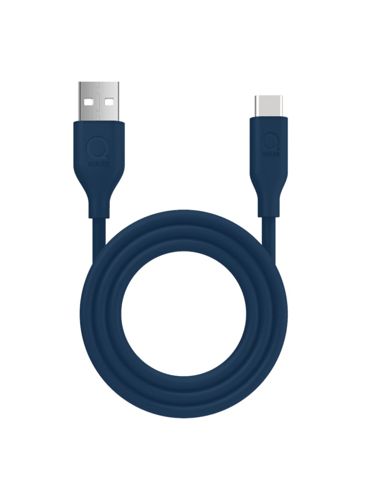 Qware USB auf USB-C Kabel – 12W 1 Meter Lade- und Datenkabel Schwarz in Blau