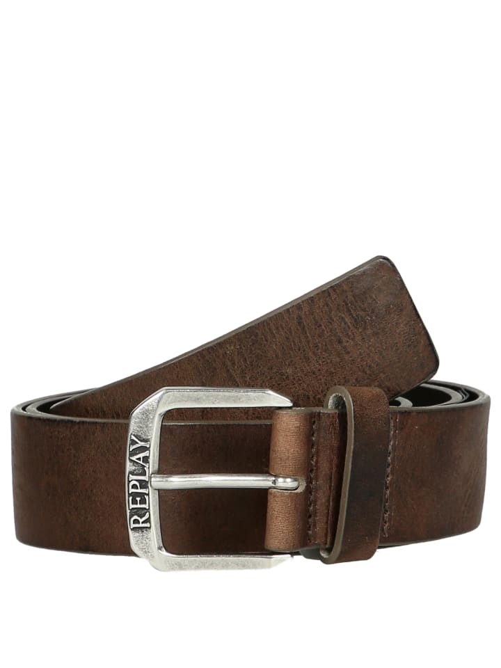 Replay Men's Accessoires 4 cm - Gürtel Leder in faded grey mud günstig  kaufen | limango