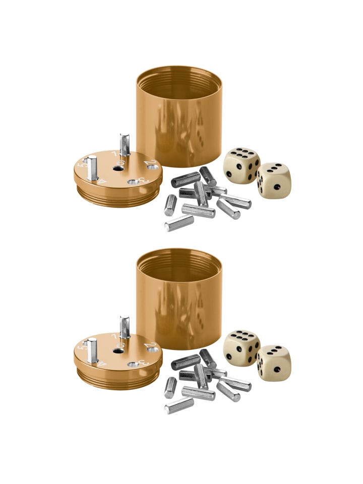 2er-Set: Würfelspiel SUPER SIX Aluminum in Gold in Gold