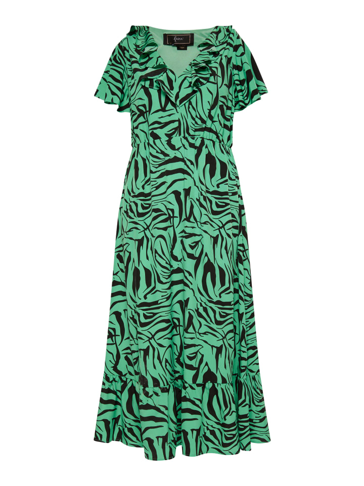 Damen Kleid - Zebraprint in Grün Schwarz