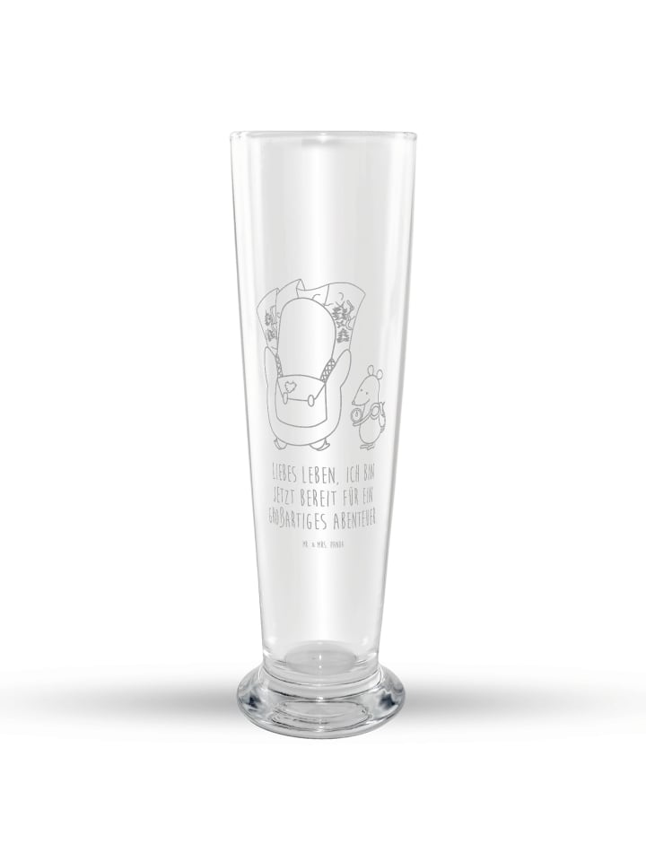 Bierglas Pinguin & Maus Wanderer mit Spruch in Transparent