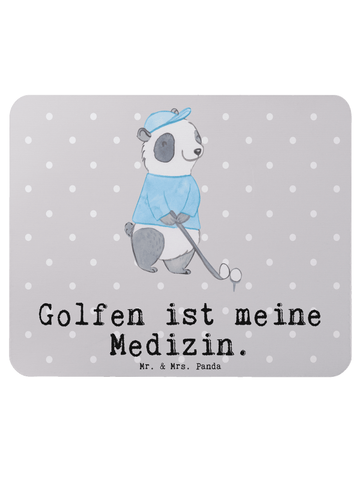 Mouse Pad Panda Golfen mit Spruch in Grau Pastell