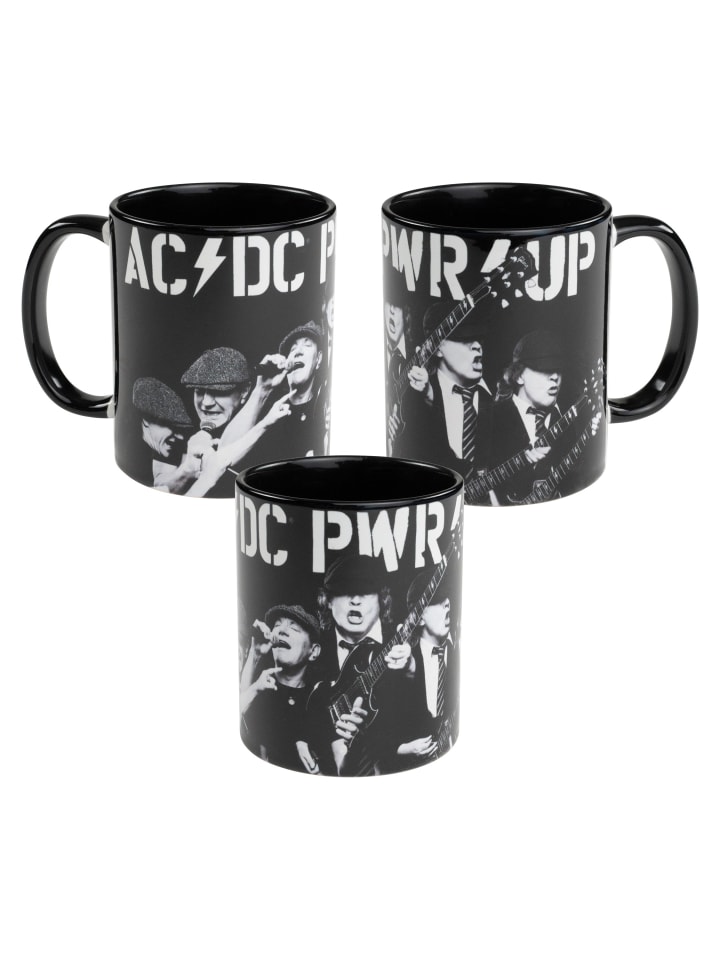 AC/DC Tasse PWR/UP Kaffeetasse Becher Kaffeebecher 320 ml in schwarz