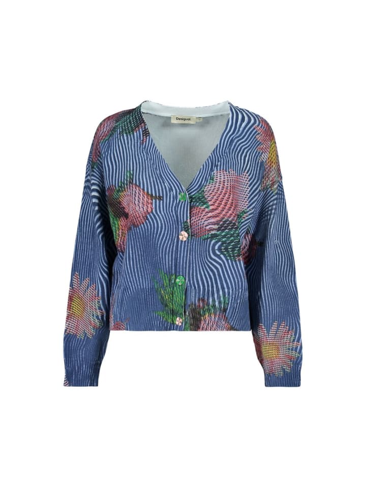 Blau Baumwolle Damen Strickjacke