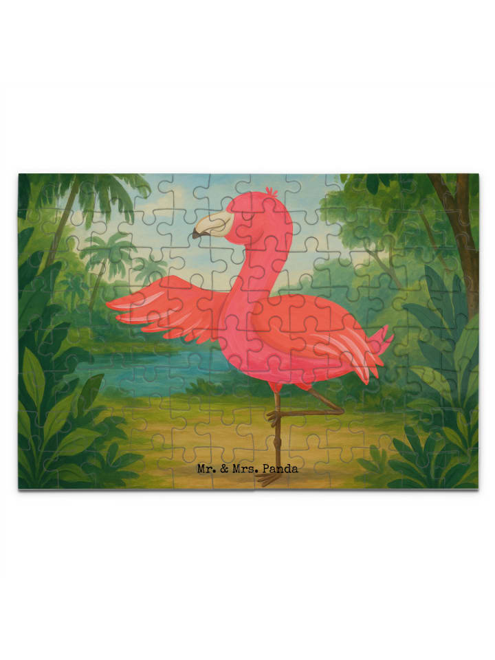 Puzzle Flamingo Yoga Design ohne Spruch in Weiß