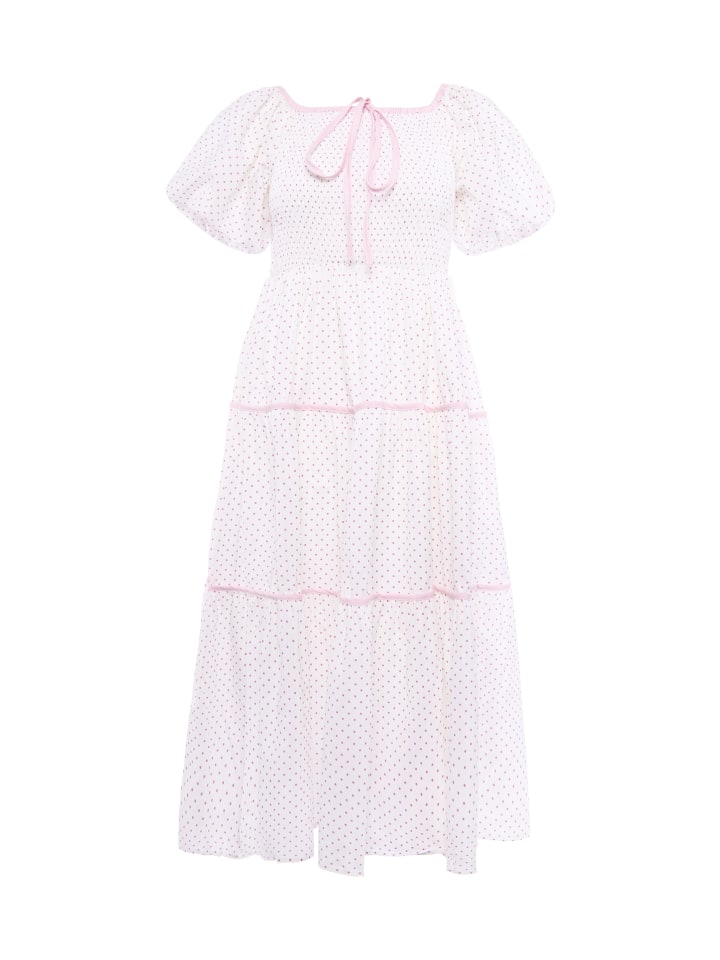 Women Dress in White Pink
