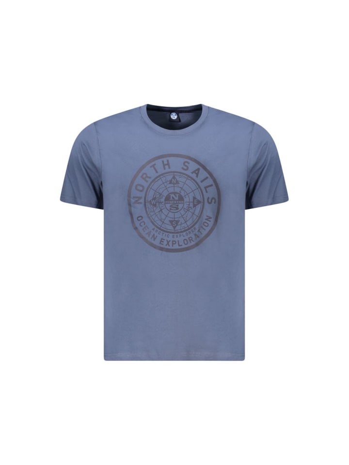 Blau Baumwolle Herren T-Shirt