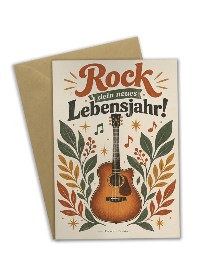 Glückwunschkarte Gitarre retro Design mit Spruch in Weiß