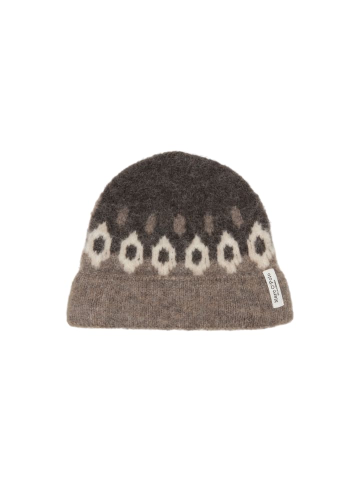 Jacquard-Mütze in Dark Brown
