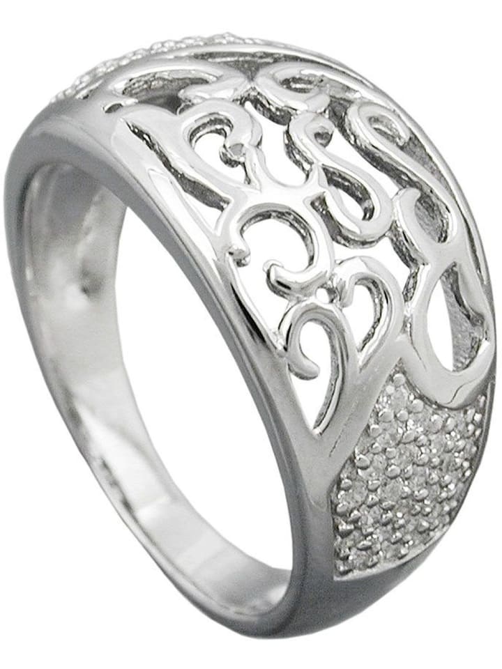 Ring 10mm mit Zirkonias glänzend rhodiniert Silber 925 Ringgröße 54 in silber