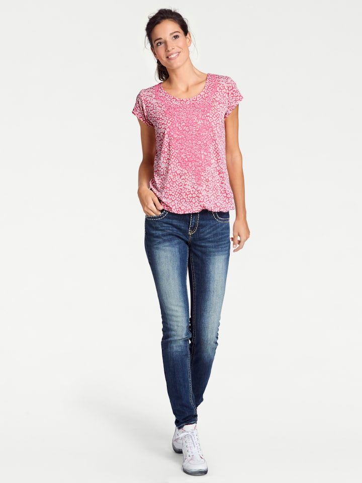 Rundhals-Shirt in himbeere