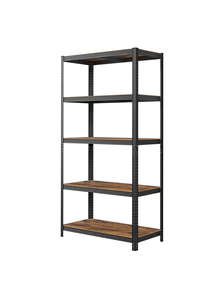 Bücherregal Cozory in Braun-Schwarz - (B)100 x (H)200 x (T)50 cm