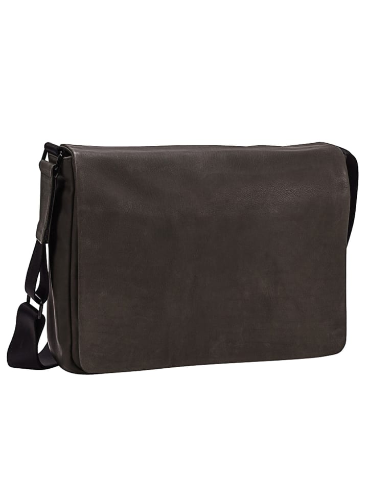 Den Haag Messenger Leder 37 cm Laptopfach oliv