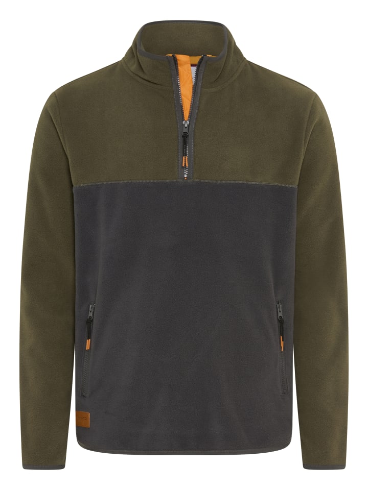 Fleecepullover in khaki/anthrazit