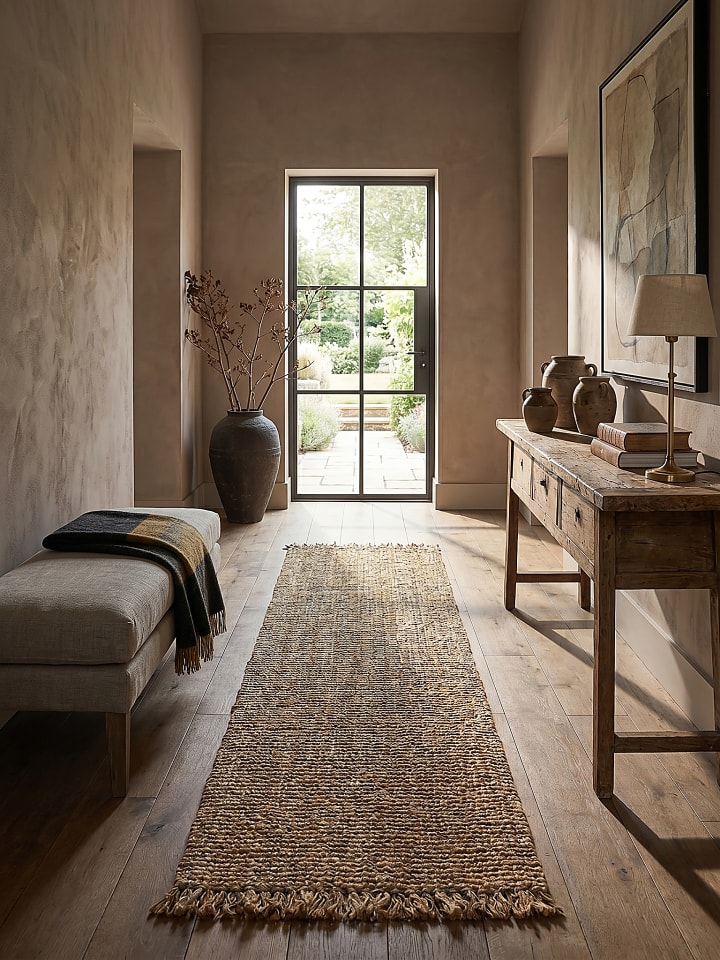 Jute-Teppich Naturfaser ERME Boho Wohnzimmer